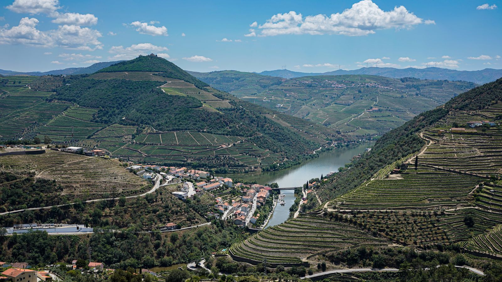 Terraced vineyards and the winding Douro River near Pinhão, the view on Douro cruises 2027 guests will sail